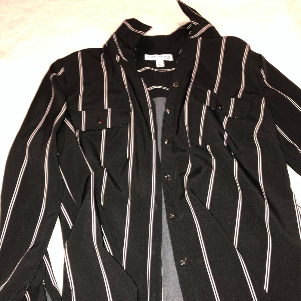 Notations Black and White stripe blouse
